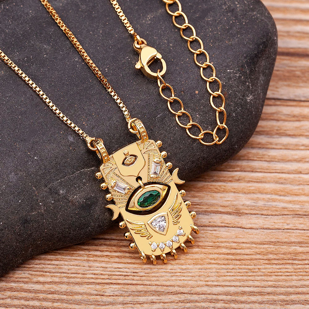 AIBEF, nueva tendencia, cuadrado con incrustaciones, colgante geométrico de mal de ojo de la suerte, collar de circón, joyería Punk Rock para mujer, regalo personalizado