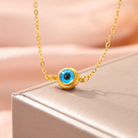 Skyrim-collar de mal de ojo azul turco para mujer, joyería de protección de buena suerte de acero inoxidable, cadena de cuello de Color dorado, regalo de cumpleaños