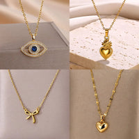 Collares con colgante de mal de ojo de circón para mujer, collar de acero inoxidable de Color dorado, joyería turca de la suerte, regalo de tendencia 2024