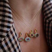 Collar con Colgante de Ojo Turco de Acero Inoxidable con Esmalte Multicolor y Circones, Chapado en Oro de 18K, Gargantilla para Mujer