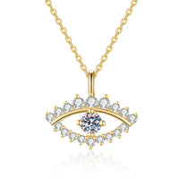 Collar con Colgante de Ojo Turco de Plata de Ley S925 con Moissanita de 0.3CT para Mujer, Joyería Brillante en Forma de Ojo con Color D y Claridad VVS1