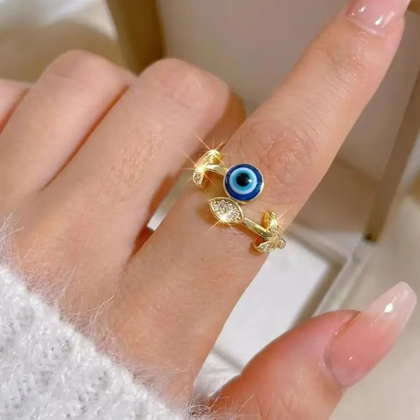 Anillo Ojo Turco Hoja Brillante