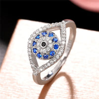 Anillo Ojo Azul Plata 925 Moderno