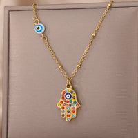 Hamsa-collar de mal de ojo para mujer, cadena de ojo de Color dorado turco, gargantilla de Navidad, accesorios de joyería, regalo