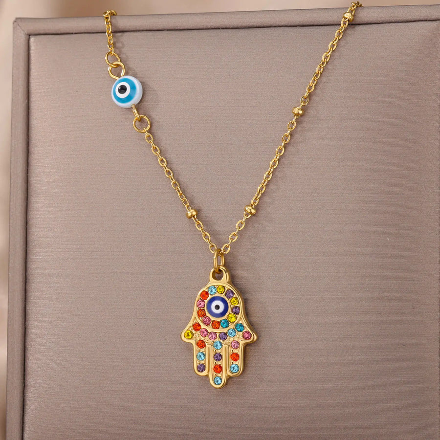 Hamsa-collar de mal de ojo para mujer, cadena de ojo de Color dorado turco, gargantilla de Navidad, accesorios de joyería, regalo