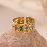 Anillo Ojo Turco Geométrico Retro