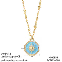 Collar de Donut con forma de corazón para mujer, collares de Luna bohemios, mal de ojo azul, Color dorado, cadena larga de acero inoxidable, gargantillas de serpiente nuevas