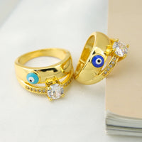 Anillo Ojo Turco Grande Dorado