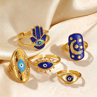 Anillo Ojo Turco y Mano de Fátima Apilable