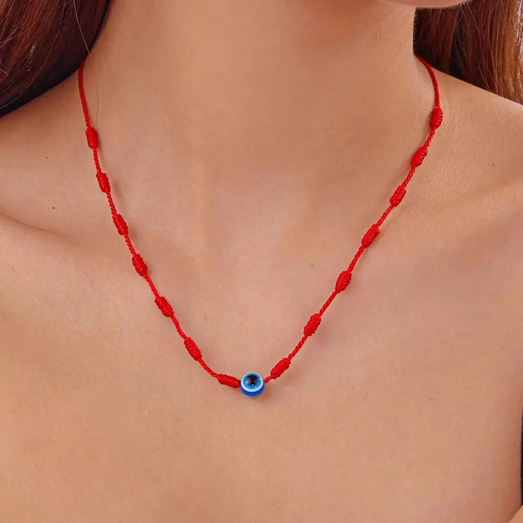 Nuevos collares con colgante de mal de ojo de Turquía para mujeres y niñas, collar trenzado de cuerda roja de la suerte hecho a mano Simple, regalo de joyas de fiesta a la moda