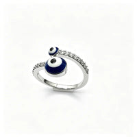 Anillo Ojo Turco Azul Oro y Plata