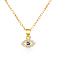 Exquisito collar con colgante de mal de ojo de circón para mujeres y niñas, collar de cadena de clavícula con gota de agua y diamantes de imitación simples a la moda, joyería