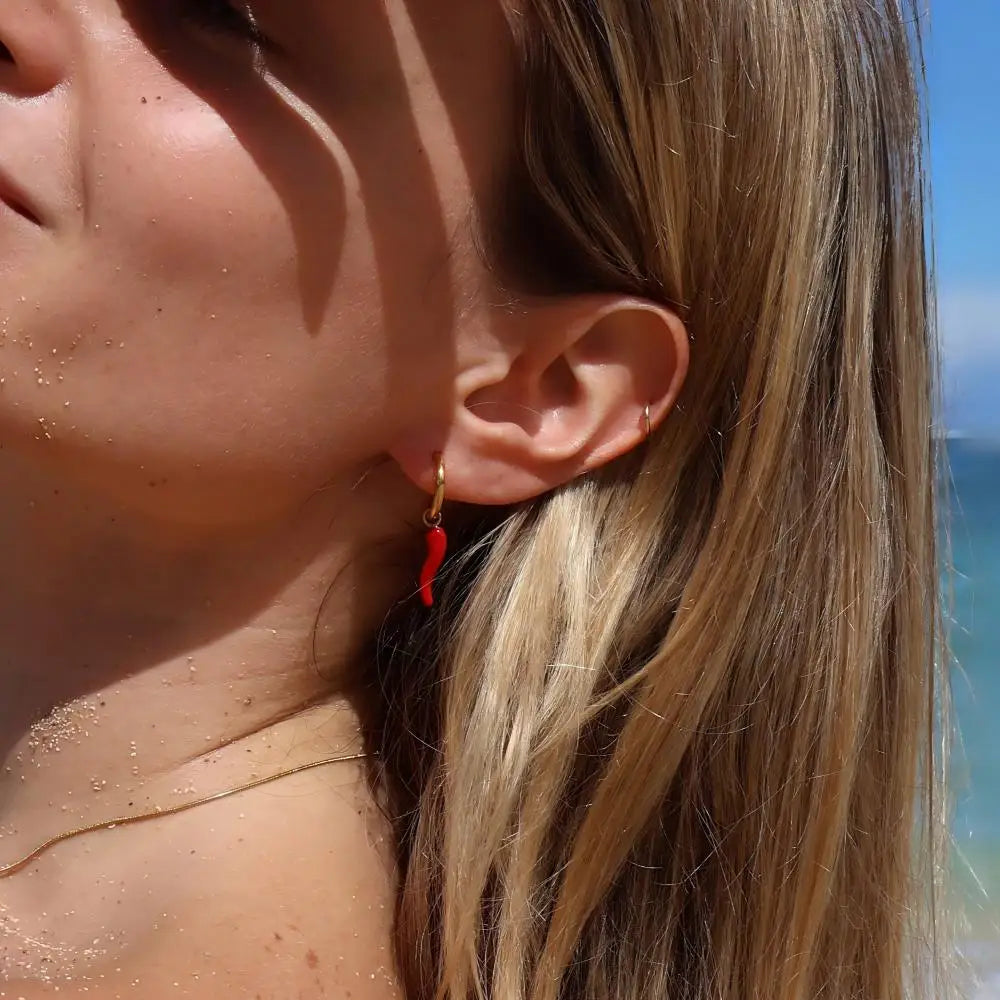 Pendientes de Acero Inoxidable con Diseño de Chile y Cereza Esmaltados para Mujer, Joyería DIY, Accesorios Lindos y con Personalidad