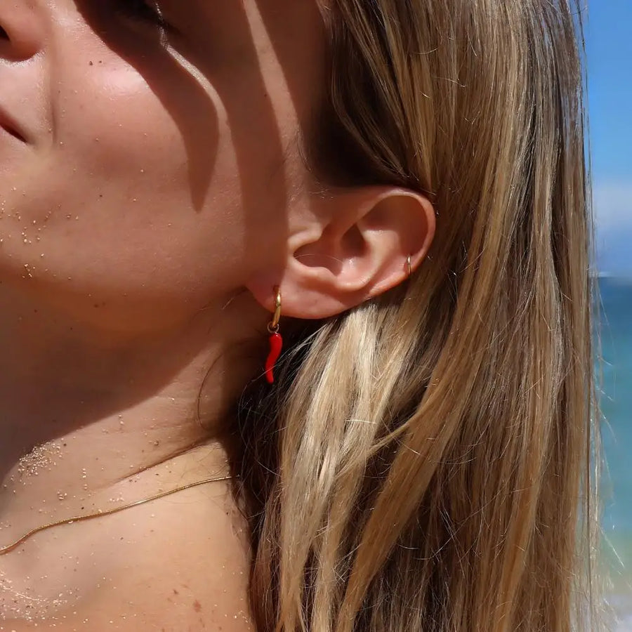 Pendientes de Acero Inoxidable con Diseño de Chile y Cereza Esmaltados para Mujer, Joyería DIY, Accesorios Lindos y con Personalidad