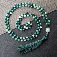 Mala-collar de oración de 108 cuentas, collares de piedra de ónix de ojo de tigre Natural de 6mm, colgante de borla, accesorios cuadrados, joyería de meditación