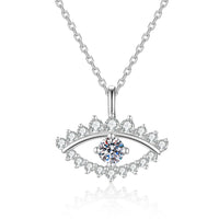 Collar con Colgante de Ojo Turco de Plata de Ley S925 con Moissanita de 0.3CT para Mujer, Joyería Brillante en Forma de Ojo con Color D y Claridad VVS1