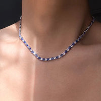 Nuevo Collar Gargantilla Estilo Tenis Europeo Americano con Incrustaciones de Circonitas, Ojo Turco y Ojo de Gato, Multicolor, para Mujer