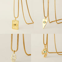 Collar bonito de corazones y ojos turcos para mujer, gargantilla de mano Hamasa, cadena larga de acero inoxidable, nuevo en joyería de moda