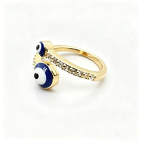 Anillo Ojo Turco Azul Oro y Plata