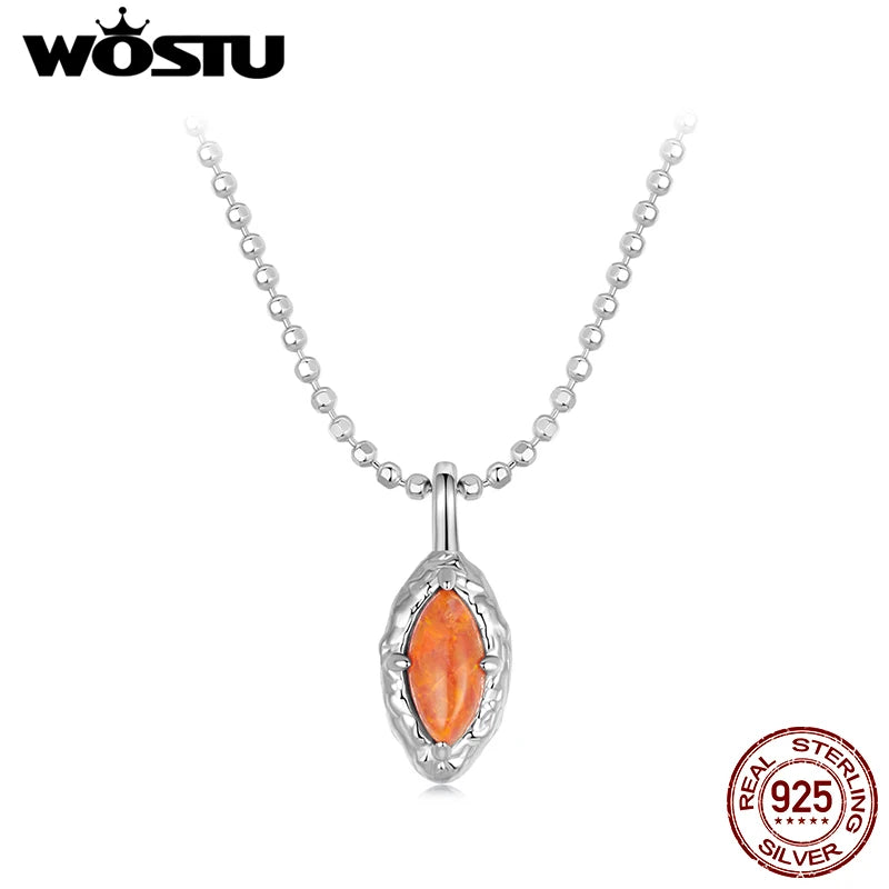 WOSTU-collar con colgante de ópalo en forma de lágrima para mujer, de Plata de Ley 925, cadena de ópalo de ojo de caballo rojo fuego, gargantilla, regalo de fiesta para mamá