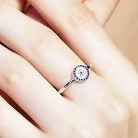 Anillo Ojo Turco Plata 925 Cristal Azul