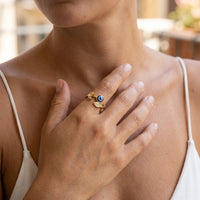 Anillo Ojo Turco Hoja Brillante