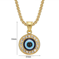 Colgante de Ojo Turco Místico Pequeño para Mujer, en Acero Inoxidable Color Oro y Plata, con Zirconia Redonda, Amuleto, Collar para Mujer, Joyería