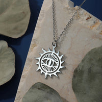 Collar con colgante de mal de ojo Sunburst para mujer, collares con dijes de acero inoxidable, rayos de sol, mal de ojo