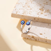 Anillo Ojo Turco Esmalte Azul Dorado