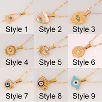 Collar Vintage de acero inoxidable 316L para mujer, colgante de mal de ojo esmaltado de Color dorado, cadena, Gargantilla, joyería, regalos