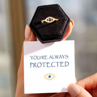 Anillo Ojo Turco Azul Oro 14K