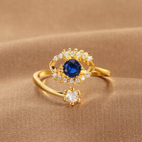 Anillo Ojo Turco Circonita Azul Abierto