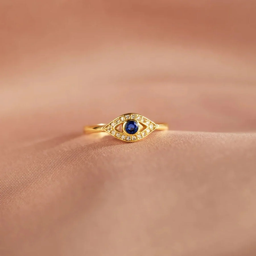 Anillo Ojo Turco Plata y Zafiro Azul