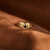 Anillo Ojo Turco Azul Oro 14K