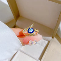 Anillo Ojo Turco Azul Circonita Ajustable