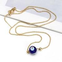 Collar de cuentas de ojo de la suerte para hombres y mujeres, cadena de cuentas de bola redonda de cobre, joyería de moda, aceite de gota de vidrio, turco, mal de ojo