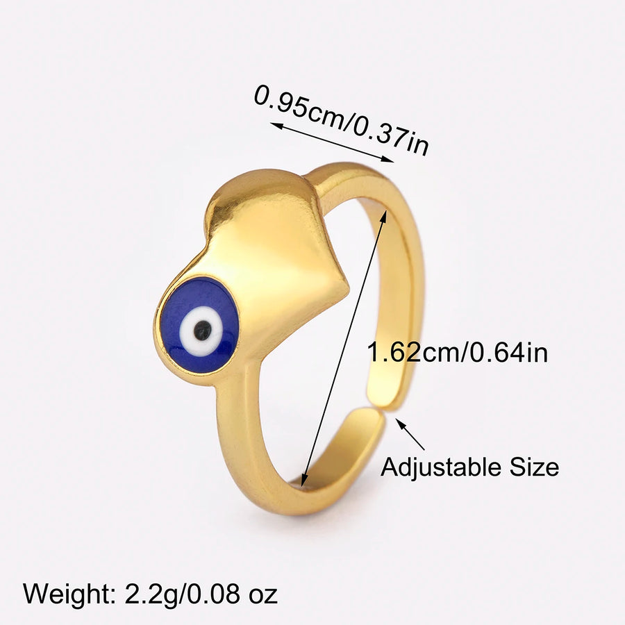 Anillo Ojo Turco Corazón Blanco y Azul