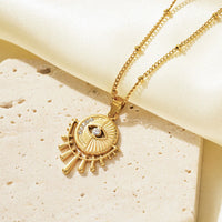 Collar de ojo con diseño de nicho, cadena de suéter con colgante de ojo de sol de acero de titanio personalizado