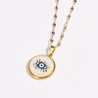 Collar con colgante de ojos malvados esmaltados coloridos Vintage, Gargantilla geométrica de moda de acero inoxidable, joyería, regalos de fiesta para mujeres y niñas