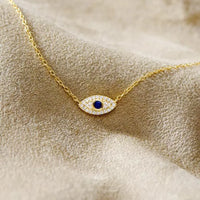 Collar de ojo de diablo con diamantes, exquisito y de alta gama, para mujeres con ojos azules, muy vendido.