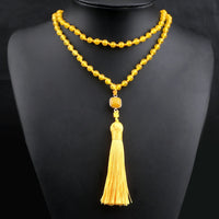 Mala-collar de oración de 108 cuentas, collares de piedra de ónix de ojo de tigre Natural de 6mm, colgante de borla, accesorios cuadrados, joyería de meditación