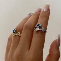 Anillo Ojo Turco Hoja Brillante
