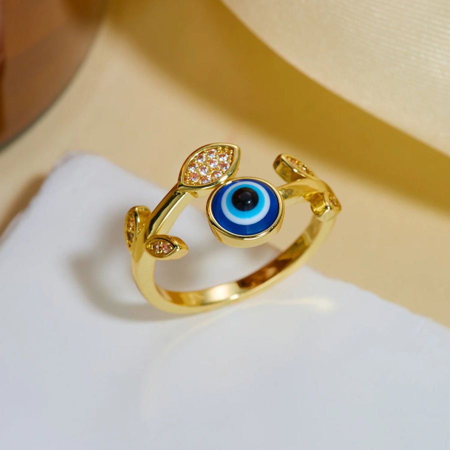 Anillo Ojo Turco Hoja Brillante