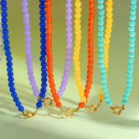 Collar de Cadena con Cuentas de Cristal Ojo de Gato Arcoíris, Chapado en Oro de 18K, Cadena de Acero Inoxidable, Joyería Colorida para Mujer, Regalo Único