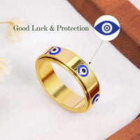 Anillo Giratorio Ojo Turco Calma Dorada