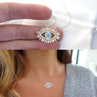Pulsera con colgante de ojo turco de moda, chapada en oro, rectangular, con circonita cúbica y ojo turquesa, collar de fiesta y banquete para mujer, regalo de joyería.