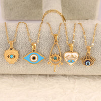 Collar Vintage de acero inoxidable 316L para mujer, colgante de mal de ojo esmaltado de Color dorado, cadena, Gargantilla, joyería, regalos