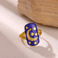 Anillo Ojo Turco Estrella y Luna Retro