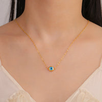 Skyrim-collar de mal de ojo azul turco para mujer, joyería de protección de buena suerte de acero inoxidable, cadena de cuello de Color dorado, regalo de cumpleaños