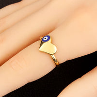 Anillo Ojo Turco Corazón Blanco y Azul